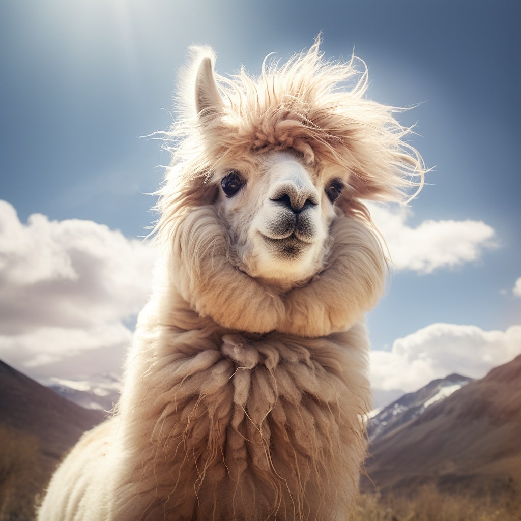 alpaca in montagna cielo con nuvole